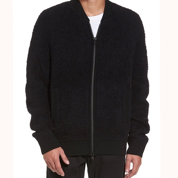 VINCE Mens Teddy Wool Blend Bomber Jacket Gray L - Picture 8 of 8